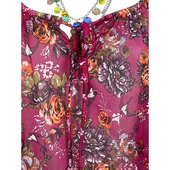 Self Esteem Y2K Women's Med Semi Sheer Floral Blouse Whimsical Romantic 90s - Picture 6 of 11